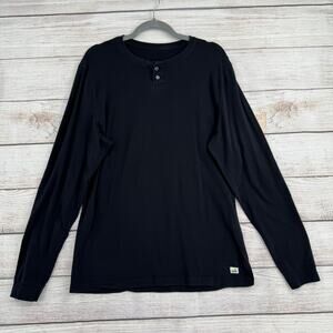 Vuori Long Sleeved Henley T-Shirt Mens Large Black Stretch Athleisure